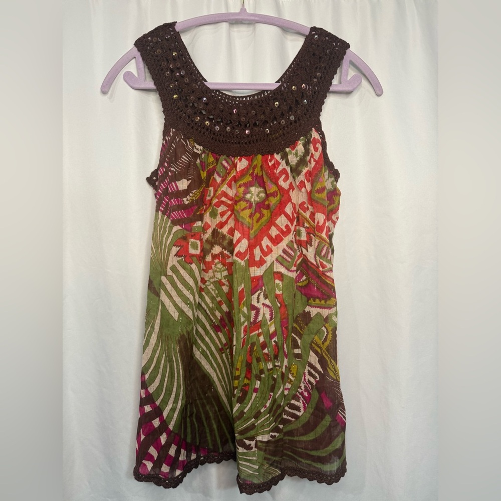 NWT Chaudry KC Sleeveless Top with Colorful Beaded Neckline size Small